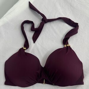 Victoria’s Secret Plunge Halter Bikini Top in Deep Plum Size 32D D0039